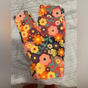 LuLaRoe Floral Leggings - Pink, Orange, Yellow & Green